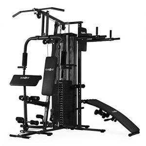 Klarfit Ultimate Gym 5000 multiestación de musculación (entrenamiento profesional, robusto armazón, poleas, pesos ajustables, múltiples ejercicios para brazos, piernas, espalda, hombros y pecho) - negro