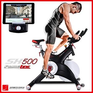 Sportstech SX500 bicicleta estática profesional con App control para Smartphone + Street View, disco de inercia de 25Kg - Bicicleta estática de calidad profesional con sistema SPD pedal de click
